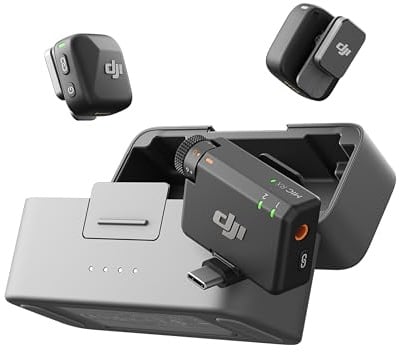 DJI Mic Mini (2 Sender, 1 Empfänger, Ladeschale), Kabelloses Lavalier Mikrofon, Bluetooth Mikrofon, OsmoAudio, 48 Std. Nutzung, Mini Mikrofon für Handy/Kamera, iPhone, Android, Vlog, YouTube