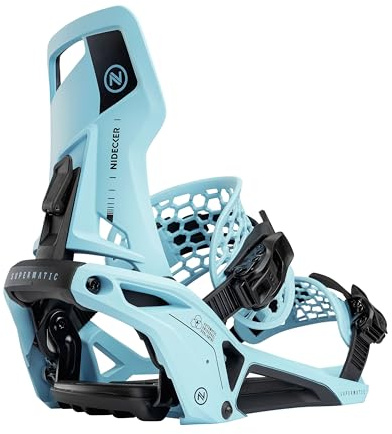 Nidecker OG Supermatic Snowboard Bindungen – Auto Open System mit verstellbarem Highback - Escape Cyan - L