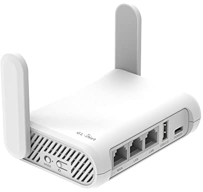 GL.iNet GL-SFT1200 (Opal) Mobile Reise-Router, AC1200 WiFi Router, VPN Mobiler WLAN Router Mobil, Pocket WiFi, 3X Gigacube Port, Travel WLAN Access Point for Glasfaser Modem, Openwrt/Wireguard/Home