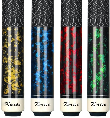 Kmise Billard Queue-Set, 147cm 18–21 oz Professionelles Billardqueue aus kanadischem Ahorn, Neuer verbesserter Griff, 4 Farben optional (18-21oz (Rot Grün Blau Gelb))
