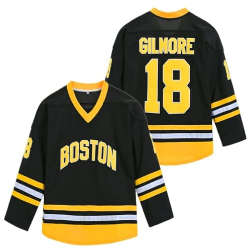 Hockeytrikot für Herren, Boston Happy Gilmore 18 Adam Sandler 1996, Schwarz genäht - Schwarz - Mittel