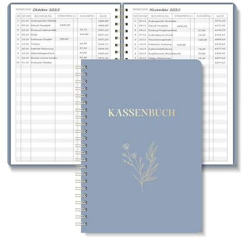 BIROYAL Kassenbuch A5-120 Seiten Haushaltsbuch, Budget Planner & Kassenbücher - Einnahmen Ausgaben Buch - Haushaltsbuch zum Eintragen - Kassenbuch Kleinunternehmer- Ausgaben Tracker Finanzplaner