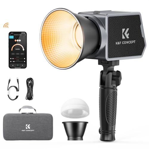 K&F CONCEPT PL 60B 60W COB Fotolicht Bi-Color Eingebauter 4500mAh Akku unterstützt Typ-C-PD-Schnellladung, 6500K 12 Lichteffekten Videolicht mit Griff und Tragetasche für Mobile Aufnahmen geliefe.