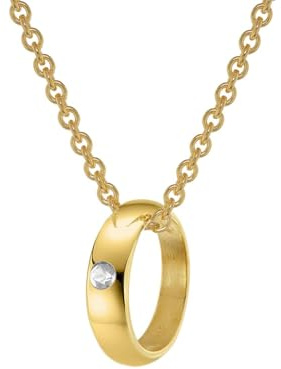 trendor Anhänger Taufring Gold 333 mit goldplattierter Silberkette 39475 | zauberhafter Taufschmuck für Mädchen, Jungen oder Mütter, Geschenkidee zur Taufe,
