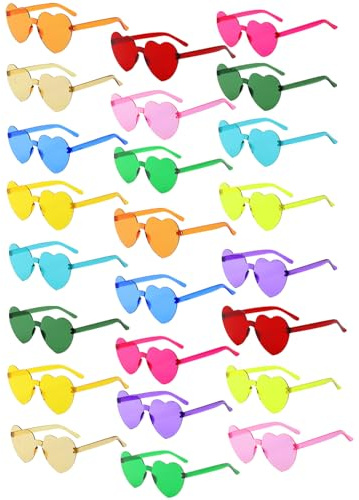 BIRDDIE 12/24/36 Stück Herz Sonnenbrille Herzförmige Brille Bunte Herzbrille Party Sonnenbrillen Hippie Damen Herzform Brillen für Kinder Geburtstag Malle