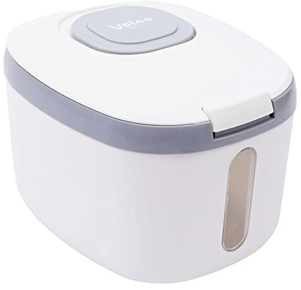 PBTERDTF 5KG/10L Reisbehälter Reis VorratsbehäLter Körner-Organizer-Box mit Klappdeckel KüChe Sammlung Eimer Luftdichtes Reisspender für Reis Getreidekorn Mehl, Nudeln, Nüsse, Bohnen (Grau+Beige)
