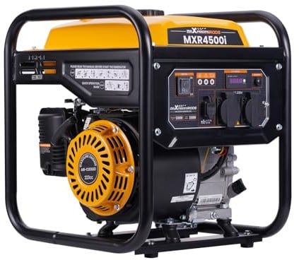 maXpeedingrods Inverter Stromgenerator 3500W Benzin 4 Takt mit zwei 230V Steckdosen Leise und leicht als Notstromaggregat hausversorgung für Garage Werkstatt Baustelle