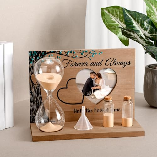 Sliner Unity Stundenglas für Hochzeit: Unity Sand Zeremonie Kit mit magnetischem Holzsockel und farbigem Sand für Hochzeitszeremonie