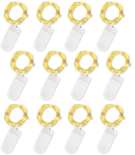 Jsdoin LED Mini Lichterkette mit Batterie, 12x20er Micro Lichterkette außen Batterie, 2M DIY kleine Lichterketten Wasserdicht für Party Hochzeit Weihnachten Beleuchtung Deko (Warmweiß, 12 Pack)