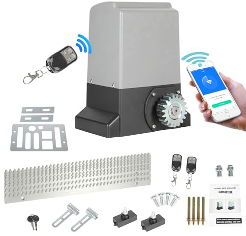 Jopassy Schiebetorantrieb 370W, Garagentorantrieb bis 800kg,Schiebetorantrieb Set mit Fernbedienungen und WLAN-Funktion,Schiebetor Toröffner Tor Antrieb 12m,Schiebetorantrieb Torantrieb Wasserdicht