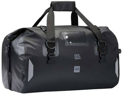 KEMIMOTO Motorrad Hecktasche 40L, IPX6 wasserdichte Motorradtasche Gepäckrolle mit Schnellverschlussgurten, Große Kapazität & Mehrere Fächer, Ideal für Touring, Camping, Motorradfahren, Wassersport