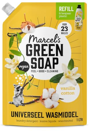 Marcel's Green Soap - Universalwaschmittel Nachfüllbeutel Vanille & Kirschblüte - Refill - Weiße und bunte Wäsche - Vegan - 23 Waschgänge - 1L
