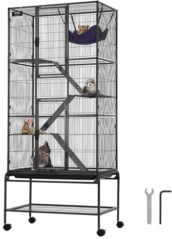 VEVOR 755x455x1755mm Frettchenkäfig aus Metall, 4-stöckiger Kleintierkäfig mit Rampen und Tablett, einfach aufzubauen für Hausratten, Hamster, Meerschweinchen, Chinchillas, Eichhörnchen, Igel, Hasen