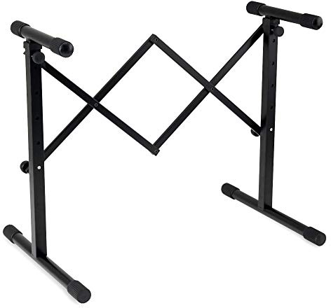 Classic Cantabile KBA-880BK Keyboard- und Mixertisch (höhenverstellbar von 61 bis 85 cm, einfach zusammenklappbar, ausziehbar bis 80 cm Breite, stabile Stahrohrkonstruktion) Schwarz