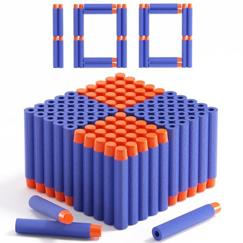 AMOSTING 100 Pfeile für Nerf Elite 2.0, Ersatzpfeile Munition Foam Darts kompatibel mit Nerf Hasbro Fortnite - Blau