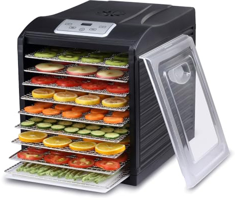 BioChef Arizona Sol Dörrgerät für Lebensmittel mit 9 Ablagen – Digitalanzeige, Timer, herausnehmbare Edelstahlschüssel, BPA-frei – 600 W (schwarz)