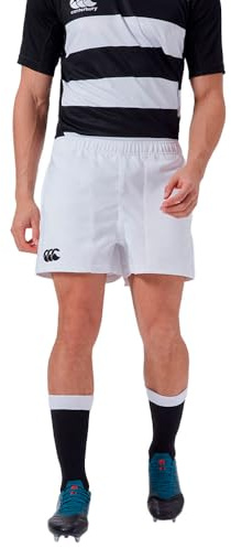 Canterbury Men's Players Drill Shorts | Rugby Shorts | CCC Logo Gym Shorts, White, L