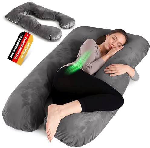 Generisch Das Schlaftherapie Kissen von PillowDaddy | Seitenschläferkissen mit Bezug für Ischias-, Hüft- & Rückenschmerzen | U-förmiges Ganzkörperkissen | Schwangerschaftskissen | Stillkissen XXL