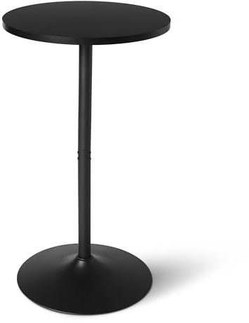 Amazon Basics Bartisch, Frühstückstisch, Bistrotisch, Rund, für den Innenbereich, 59,9cm x 59,9cm x 106,4cm, Schwarz