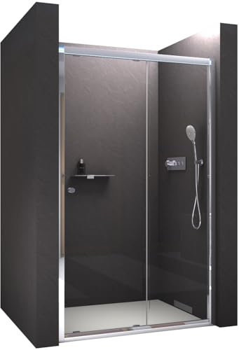 BERNSTEIN Nischendusche Schiebetür 120x195mm Duschtür aus 6mm ESG-Sicherheitsglas mit NANO-Beschichtung Duschabtrennung mit Schiebesystem EX505 Duschtrennwand Dusche für Nische