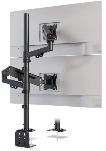 STANDOPIA Monitorhalterung 2 Monitore für 17-40 Zoll, Tragkraft 12 Kg | 81,5 cm extra hohe Centra-Stange, höhenverstellbar, neigbar und schwenkbar, VESA 75/100 mm