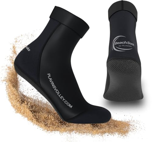 PLAVINS Beachsocks – Profi-Design Beachsocken für Sport am Strand – Beachvolleyball, Fußball, Tennis (DE/NL/SE/PL, Alphanumerisch, M, Regular, Regular, Schwarz)