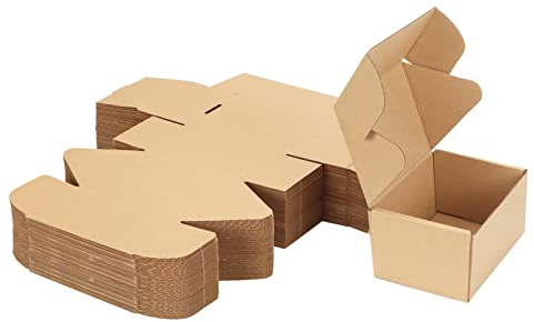 HORLIMER 50 Stück Versandkartons Kleine Kartons Boxen, Faltkarton Verpackungskartons für Warensendung, Postkarton, Geschenkkarton, 153x102x76mm, Braun