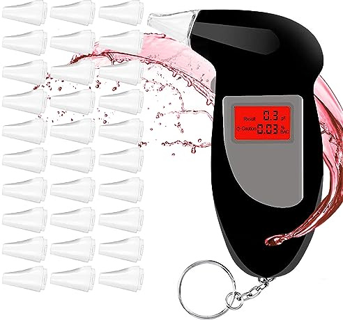 Professioneller Alkoholtester, tragbar, mit 30 Mundstücken, professioneller Alkoholtester für den professionellen Gebrauch zu Hause oder auf Partys