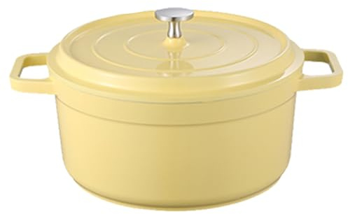 LIYGAOF Emaille Brotbacktopf Schmortopf mit Deckel Topf, Gelb, 2.75L | Aluguss Bräter Backofengeeignet Antihaftbeschichtung Einfache Reinigung Alle Herdarten Braten Grillen Schmoren
