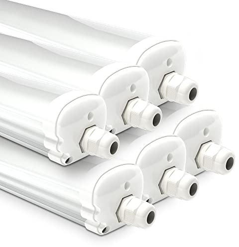 HOFTRONIC - 6er Pack LED Feuchtraumleuchte 150cm IP65-48W 5760 Lumen - 4000K Neutralweiß - Verknüpfbar - Kellerleuchte, Nassraumleuchte - Feuchtraum Wannenleuchte