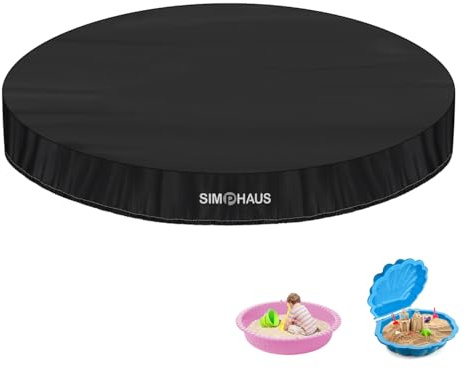 SIMPHAUS Sandmuschel Abdeckung Sandkasten Abdeckung Rund Abdeckplane Sandkasten Wasserdicht Sandkastenabdeckung mit Gummizug,Anti-UV 420D Oxford Sandkastenplane für Sandmuschel Wassermuschel 100x15cm
