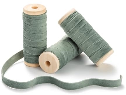 CHUQING Samtband Geschenkband Schleifenband Samt Dekoband Salbeigrün | Weiches Samtband als Geschenkband und Dekoband für Schleifen, Basteln, Hochzeit, Geburtstag und Verpackungen Weihnachten