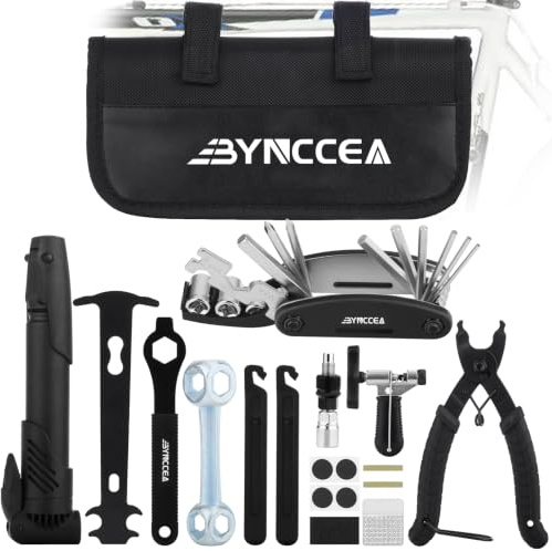 Bynccea Fahrrad Werkzeugset Reparatursatz mit luftpumpe, Tragbare Fahrrad Reparatur Set und Multifunktionales Fahrrad Werkzeug, All in One Fahrrad Multitool Reparaturset für Mountainbike und Rennrad
