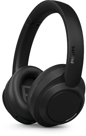 Philips TAH6509BK/00 Noise Cancelling Over-Ear Wireless Bluetooth Kopfhörer - Hervorragende Gesprächsqualität, kompatibel mit Sprachassistenten und bis zu 45 Stunden Musikwiedergabezeit - Schwarz