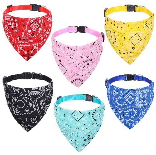 6 Stück Halstuch Hund Klein Bandana Kopftücher Verstellbare Halstuch | Hundehalsband für Katzen Welpen Kleine Hunde Hundehalstüch Katzen Hund