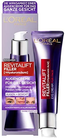 L'Oréal Paris Revitalift Filler Augencreme für das Gesicht mit Hyaluronsäure, Anti-Aging, 30 ml