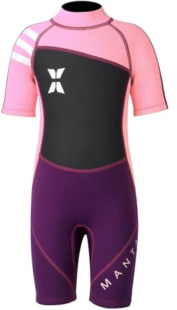 Kinder Shorty Neoprenanzug, 2,5 mm Neopren, einteiliger Badeanzug, UV-Schutz, Badeanzüge für Mädchen, Jungen, Schwimmen, Tauchen, Schnorcheln, Surfen