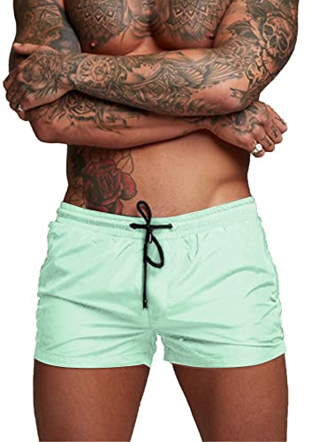 Donason Badehose Herren Schnelltrocknend Badeshorts für Herren Sporthose Laufshorts Männer Sport Kurze Hose Schwimmhose mit Mesh-Futter und Reißverschluss Taschen