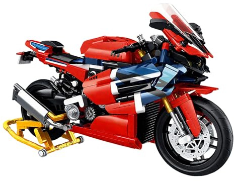 Auspcers Technik Motorrad Bausteine für 1000RR, 1017 Teile Technik Supermotorrad Modell Bauset Technik Rennen Motorrad MOC Modellbausätze, Klemmbausteine Kompatibel mit großen Marken