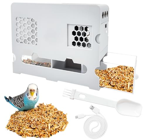 Vogelfutterschalen-Blasmaschine, keine Montage erforderlich, Schalenentferner, Windschutz, Vogelsamenreiniger, Maschine, mit einstellbarem Geschwindigkeitsventilator, intelligentes digitales Display,
