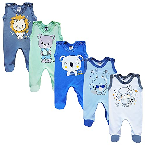 MEA BABY Unisex Baby Strampler Mit Aufdruck Aus 100% Baumwolle Im 5er Pack Für Mädchen Und Jungen