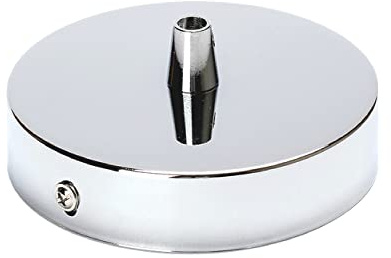 Baldachin Abdeckung (Ø 100 mm), Höhe 24 mm, Deckenbaldachin für Hängeleuchte, Lampenbaldachin inkl. Klemmnippel aus Metall, Chrom