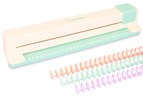 Craftelier - Manuelles Bindegerät mit 30 Löchern - Locher mit 6 Ringen in Pastelltönen - Locht bis zu 5 Blatt - kompatibel mit den Größen A4, A5, A6, A7 - für Notizbücher und Scrapbooking
