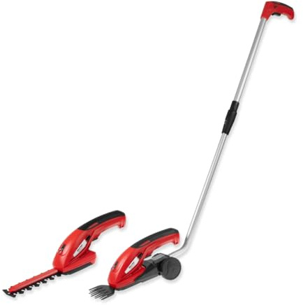 WALTER Akku-Gras- und Strauchschere 7,2 V Li-Ion, Flexibles 2-in-1 Gerät | LED-Ladestandsanzeige, Austauschbare Schnittmesser, Kabelloses Arbeiten, Einfache Handhabung, Inkl. Teleskopschlitten