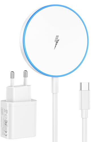 Mag-Safe Ladegerät iPhone mit 20W Schnelles Adapter, Wireless Charger induktive ladestation für iPhone 17/16/15/14/13/12 Serie, Ohrhörer 3/2, LED kabelloses ladegerät mit Zwei Ladeanschlüssen