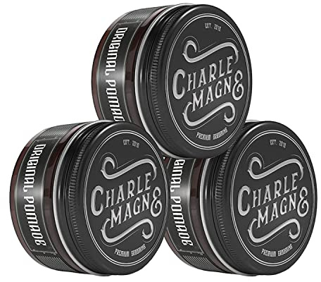 Charlemagne Original Pomade Herren - 3x 100 ml, Mittlerer Halt - Haarwachs | Wasserbasierte Flexibles Styling Pomade, Leicht Auswaschbar - Haargel Alternative - Made in Germany