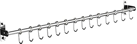 TentHome Küchenreling Küchenutensilienhalter Küchen Stange Edelstahl Relingleiste Küchenhelfer Relingsystem für Küchenutensilien Küchenleiste 80cm mit 10 beweglichen Haken