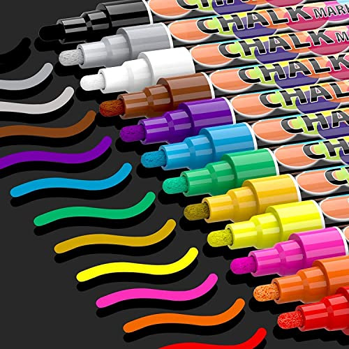12 Kreidestifte Kreidemarker für Tafel Abwaschbar, 6mm Fensterstifte,Fenstermalstifte Kinder,Fensterfarbe,Neon Kreide Stift,Tafelstifte,Glasstift,Chalk Marker,Flüssigkreide Bunt,Fensterkreide