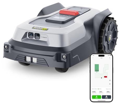 RoboUP T1200Pro Mähroboter ohne Begrenzungskabel, Max. 1500㎡, Ride-On Edge u. Automatische Kartierung, Kartenerweiterung ohne Neumapping, KI Hinderniserkennung, Präzises Mähen, 24° Steigfähigkeit