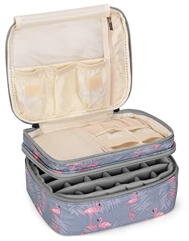 Luxja Nagellack Aufbewahrung Tasche, Nagellack Tasche, Nagellack Organizer | Nagllack Koffer für 30 Flaschen Nagellack(bis zu 15ml), Maniküre Tasche für Nageldesign Zubehör, Flagmingo